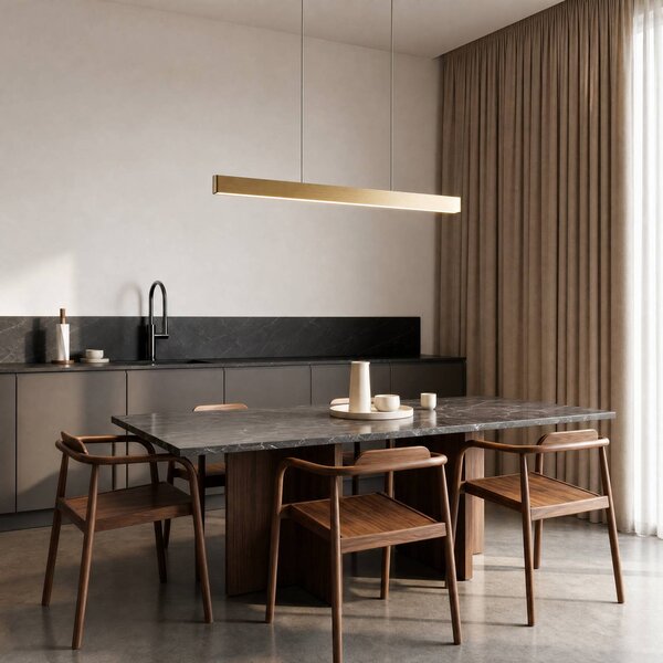 Inteligentna lampa wisząca Mylosh Lucande, możliwość ściemniania, mosiężny / złoty, salon / jadalnia, aluminium, nowoczesny