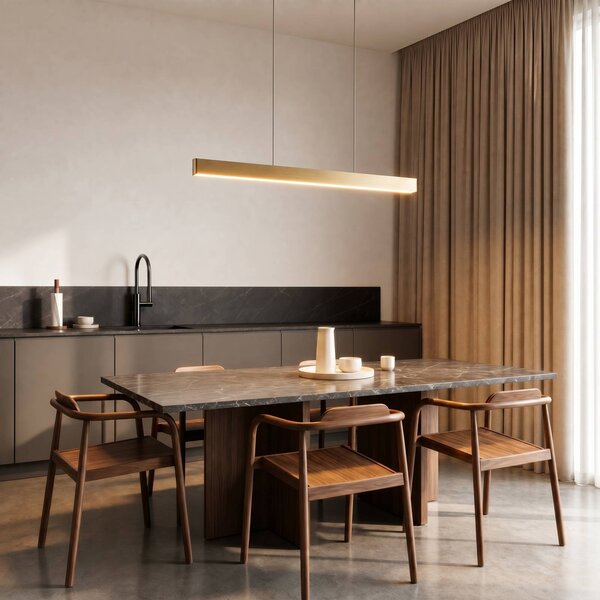 Inteligentna lampa wisząca Mylosh Lucande, możliwość ściemniania, mosiężny / złoty, salon / jadalnia, aluminium, nowoczesny