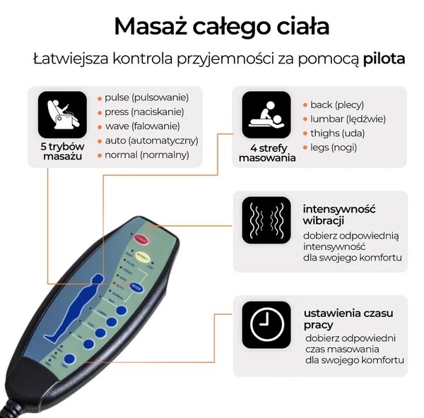 Fotel Masujący BONO Elektryczny Masujący z Podnóżkiem Szary Ekoskóra Nowoczesny