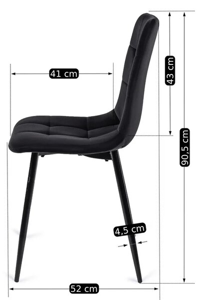Zestaw Stół Prostokątny Rozkładany CLARK 120-160 cm Dąb Artisan/Czarny i 4 Krzesła Tapicerowane do Jadalni PERU Czarne Welurowe