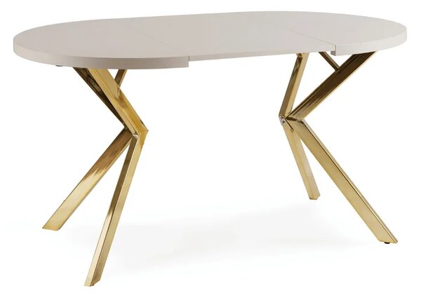 Stół Okrągły Rozkładany LUGO 90-190 cm Kaszmir/Złoty Glamour