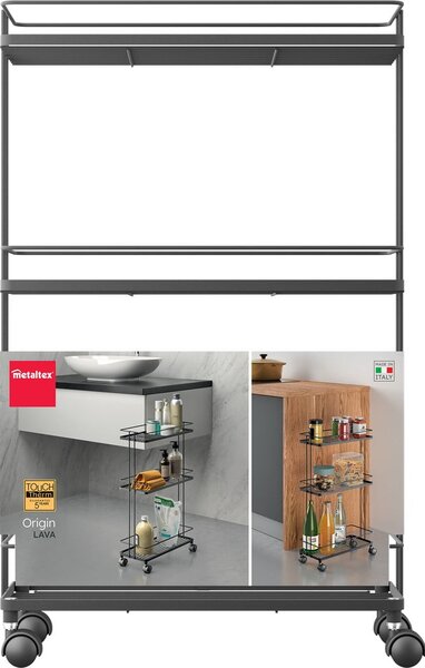 Stalowy regał na kółkach w kolorze matowej czerni 38x62x16 cm Lava – Metaltex