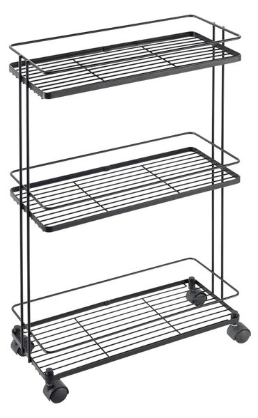 Stalowy regał na kółkach w kolorze matowej czerni 38x62x16 cm Lava – Metaltex