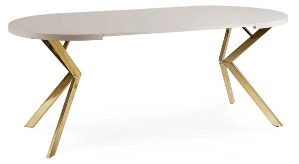 Stół Okrągły Rozkładany LUGO 90-190 cm Kaszmir/Złoty Glamour