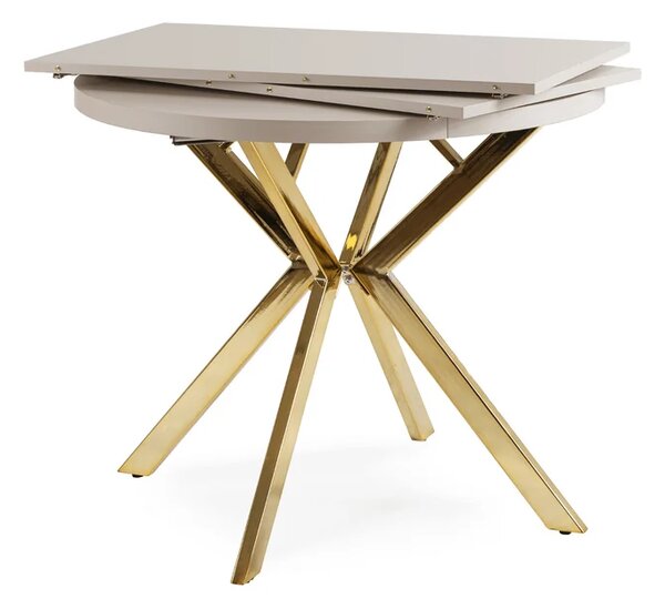 Stół Okrągły Rozkładany LUGO 90-190 cm Kaszmir/Złoty Glamour