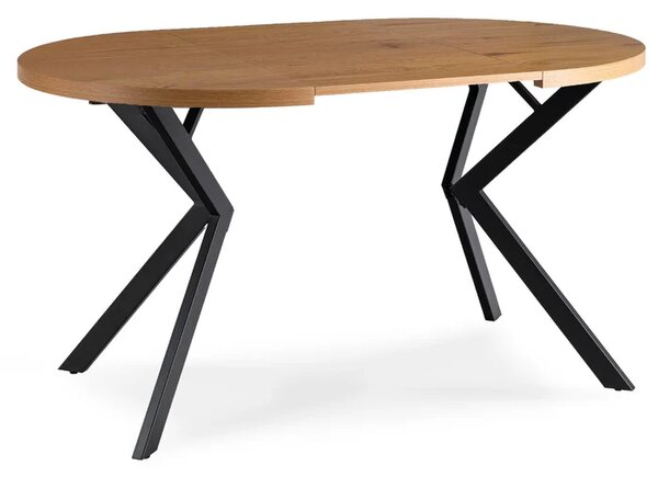 Stół Okrągły Rozkładany LUGO 90-190 cm Dąb Złoty/Czarny Loft