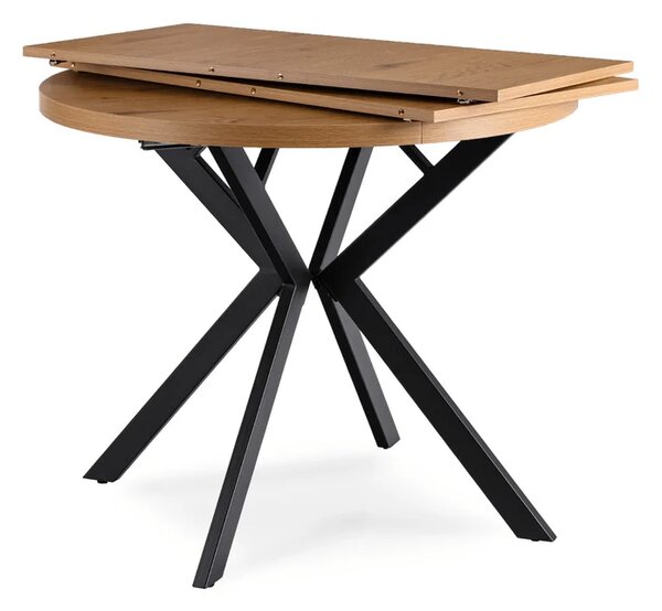 Stół Okrągły Rozkładany DORIAN 80-160 cm Dąb Złoty/Czarny Loft
