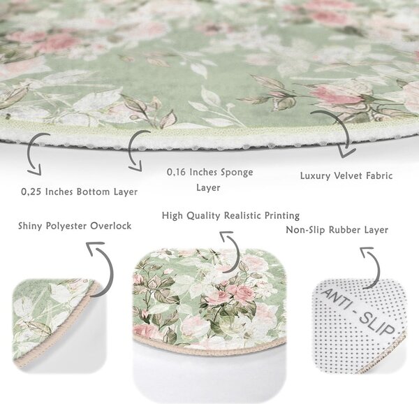 Jasnozielony okrągły dywan odpowiedni do prania i robotów sprzątających ø 80 cm Comfort – Mila Home
