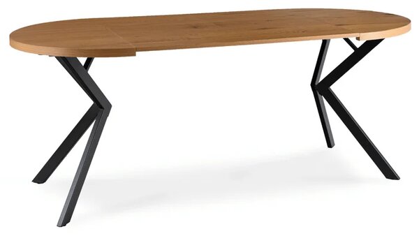 Stół Okrągły Rozkładany DORIAN 80-160 cm Dąb Złoty/Czarny Loft