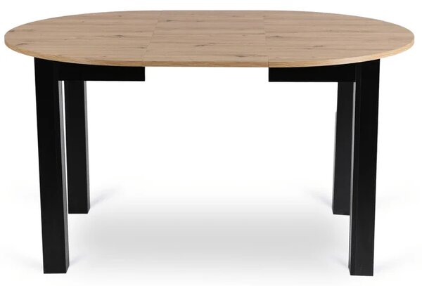 Zestaw Stół Okrągły Rozkładany HARRY 102-142 cm Dąb Artisan/Czarny i 4 Krzesła Tapicerowane BARI Szare Nowoczesne