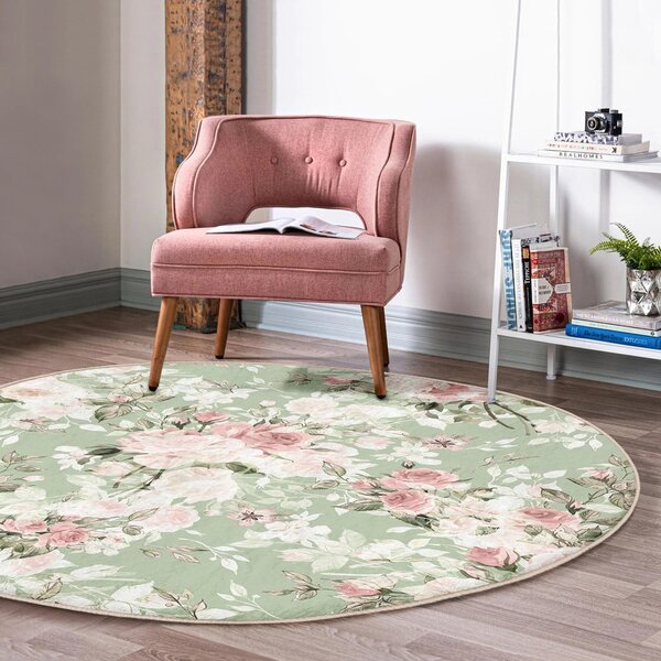 Jasnozielony okrągły dywan odpowiedni do prania i robotów sprzątających ø 80 cm Comfort – Mila Home