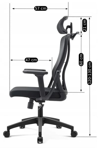 Fotel Biurowy Ergonomiczny Obrotowy JULIET Wentylowany Czarny Nowoczesny