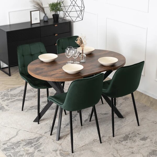 Stół Okrągły Rozkładany DORIAN 80-160 cm Dąb Rustykalny/Czarny Loft