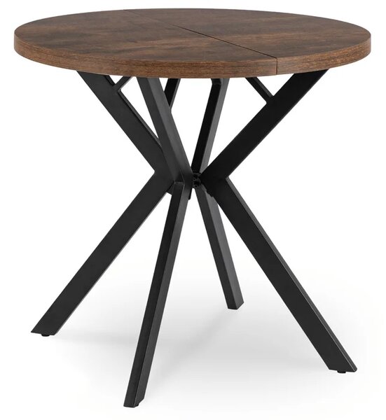 Stół Okrągły Rozkładany DORIAN 80-160 cm Dąb Rustykalny/Czarny Loft