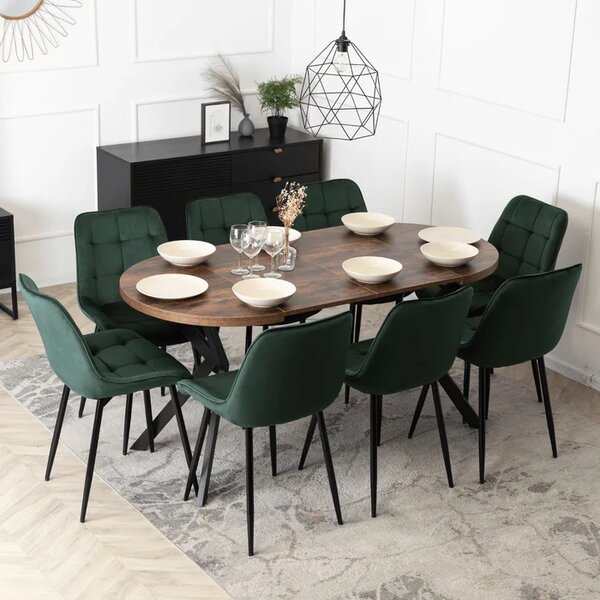 Stół Okrągły Rozkładany DORIAN 80-160 cm Dąb Rustykalny/Czarny Loft