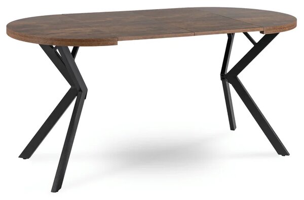 Stół Okrągły Rozkładany DORIAN 80-160 cm Dąb Rustykalny/Czarny Loft
