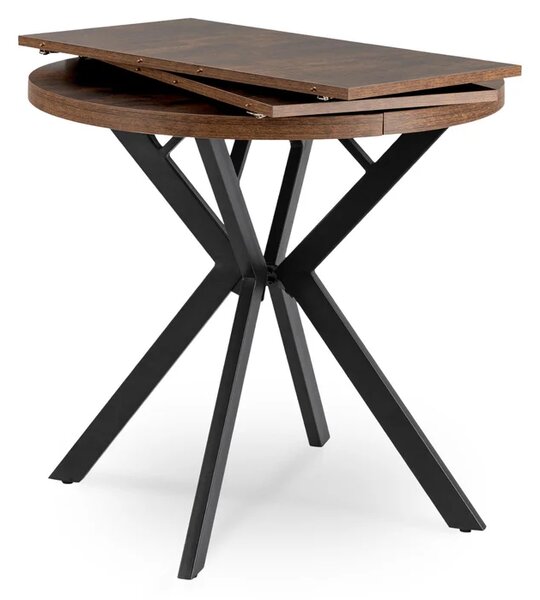 Stół Okrągły Rozkładany DORIAN 80-160 cm Dąb Rustykalny/Czarny Loft