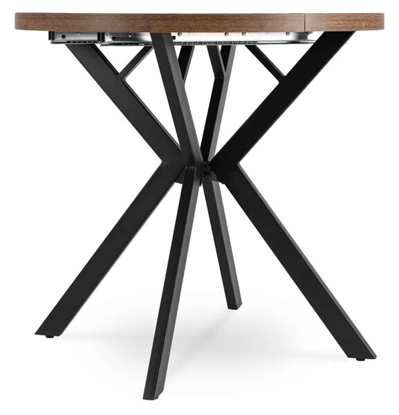 Stół Okrągły Rozkładany DORIAN 80-160 cm Dąb Rustykalny/Czarny Loft