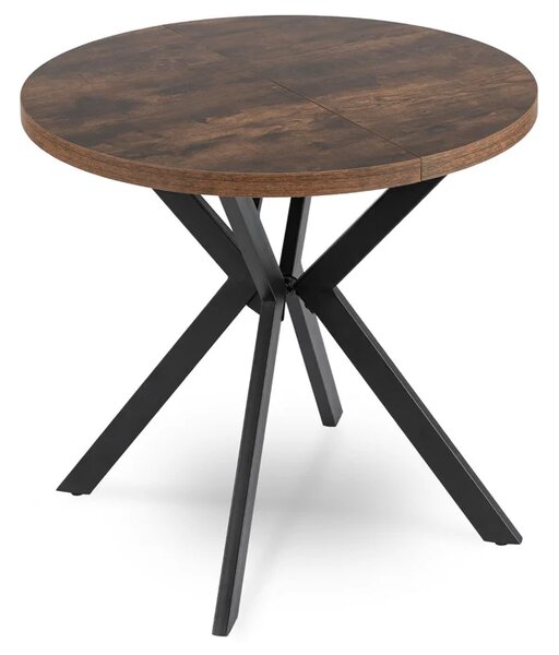 Stół Okrągły Rozkładany DORIAN 80-160 cm Dąb Rustykalny/Czarny Loft