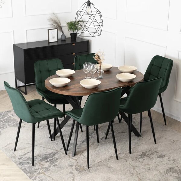 Stół Okrągły Rozkładany DORIAN 80-160 cm Dąb Rustykalny/Czarny Loft