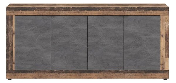 Komoda Czterodrzwiowa BLAGO 180 cm Ciemny Dąb/Grafit Loft