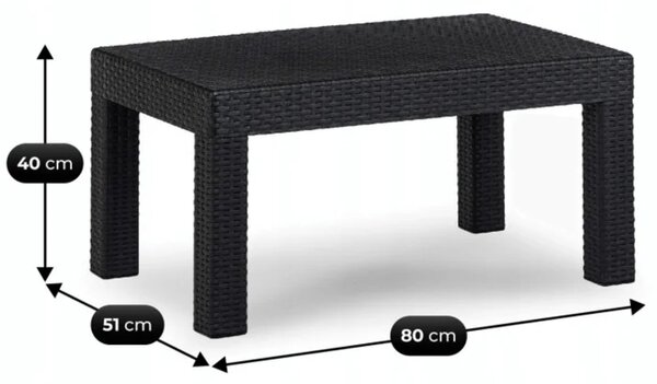 Zestaw Mebli Ogrodowych BRENTA Czarny/Szary 2xFotel Sofa Stolik Tarasowy Technorattan Nowoczesny
