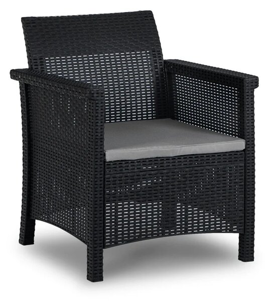 Zestaw Mebli Ogrodowych BRENTA Czarny/Szary 2xFotel Sofa Stolik Tarasowy Technorattan Nowoczesny