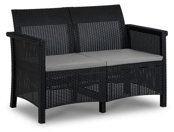 Zestaw Mebli Ogrodowych BRENTA Czarny/Szary 2xFotel Sofa Stolik Tarasowy Technorattan Nowoczesny