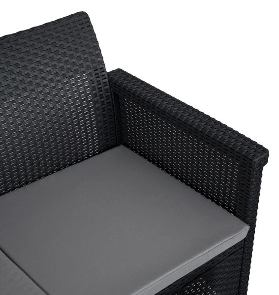 Zestaw Mebli Ogrodowych BRENTA Czarny/Szary 2xFotel Sofa Stolik Tarasowy Technorattan Nowoczesny