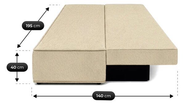 Sofa z Funkcją Spania MAVIA Beżowa Boucle Nowoczesna