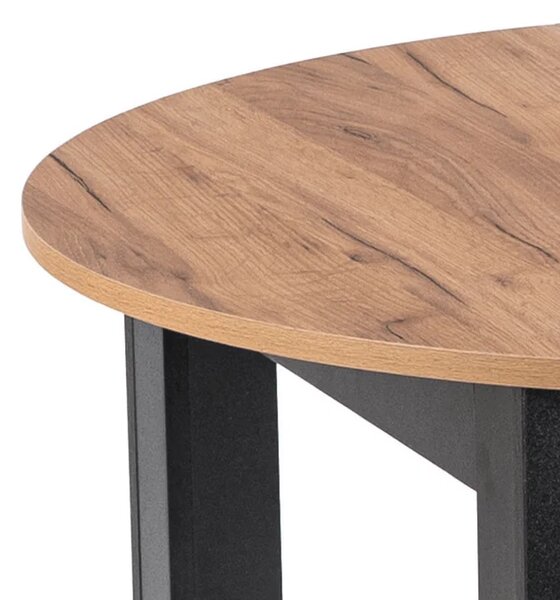 Stół Okrągły Rozkładany JAMES 103-223 cm Dąb Craft/Czarny Loft