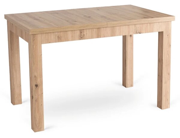 Zestaw Stół Prostokątny Rozkładany SKUBI 120-160 cm Dąb Artisan i 4 Krzesła Tapicerowane RODRI Beżowe Welurowe Nowoczesne