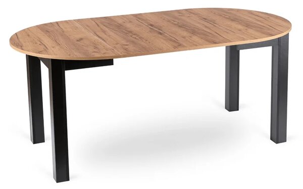 Stół Okrągły Rozkładany JAMES 103-223 cm Dąb Craft/Czarny Loft