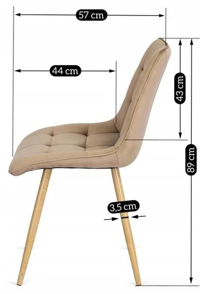 Zestaw Stół Prostokątny Rozkładany SKUBI 120-160 cm Dąb Artisan i 4 Krzesła Tapicerowane RODRI Beżowe Welurowe Nowoczesne
