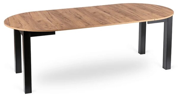 Stół Okrągły Rozkładany JAMES 103-223 cm Dąb Craft/Czarny Loft