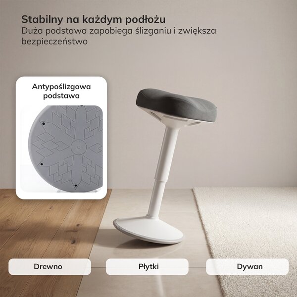Stołek balansujący obrotowy do biurka biało-ciemnoszary