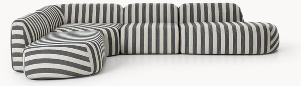 Narożna sofa modułowa XL w paski z szezlongiem Wolke