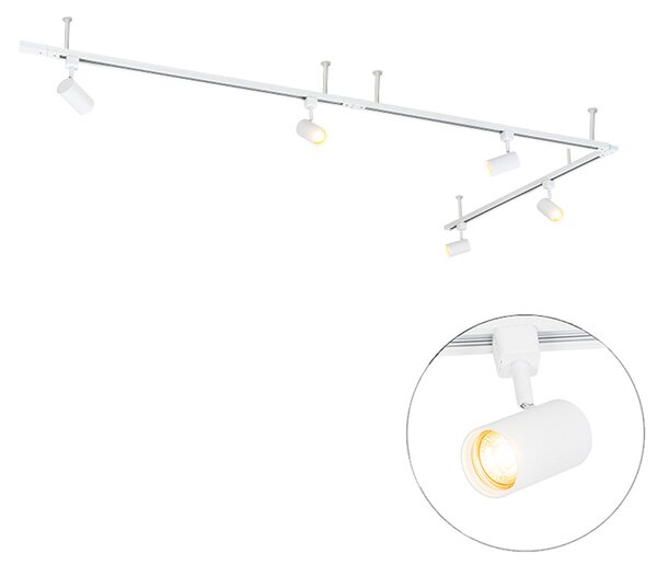 Nowoczesny wiszący system oświetlenia szynowego z 5 reflektorami białymi 1-fazowymi - Iconic Jeana