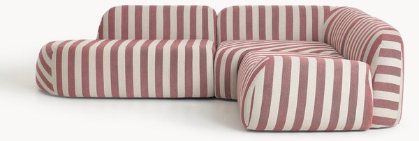 Narożna sofa modułowa w paski z szezlongiem Wolke (4-osobowa)