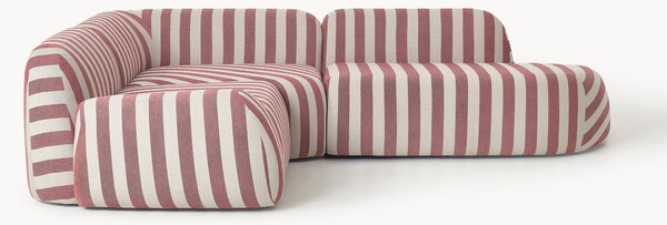 Narożna sofa modułowa w paski z szezlongiem Wolke (4-osobowa)