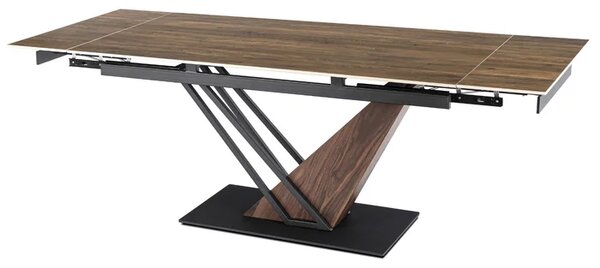 Stół Rozkładany Prostokątny REX 160-220 cm Ceramiczny Ciemny Brąz/Czarny Japandi