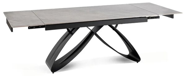 Stół Rozkładany Prostokątny LUIGI 160-240 cm Ceramiczny Szary Marmur/Czarny do Jadalni Nowoczesny
