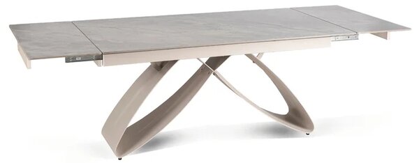 Stół Rozkładany Prostokątny LUIGI 160-240 cm Ceramiczny Szary Marmur/Kaszmir do Jadalni Japandi