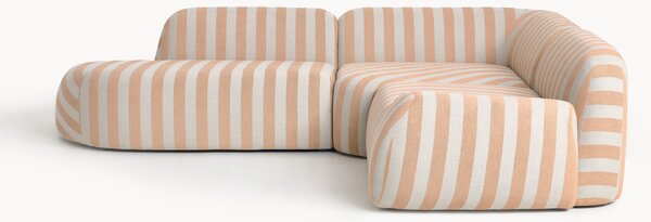 Narożna sofa modułowa w paski z szezlongiem Wolke (4-osobowa)