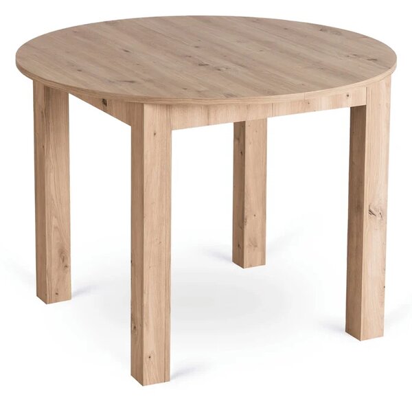 Zestaw Stół Okrągły Rozkładany HARRY 102-142 cm Dąb Artisan i 4 Krzesła FREDY Szare