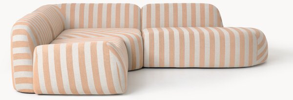 Narożna sofa modułowa w paski z szezlongiem Wolke (4-osobowa)