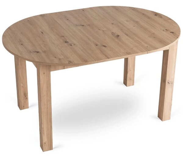 Zestaw Stół Okrągły Rozkładany HARRY 102-142 cm Dąb Artisan i 4 Krzesła FREDY Szare