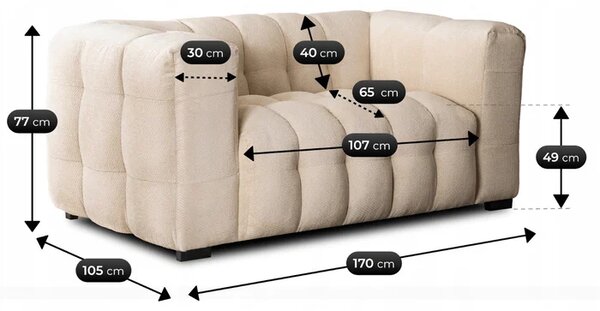Sofa MODERNO 2S Dwuosobowa Kremowa Nowoczesna