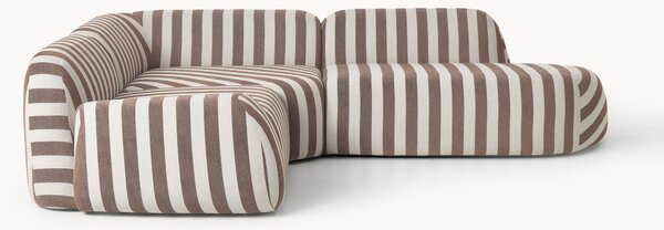 Narożna sofa modułowa w paski z szezlongiem Wolke (4-osobowa)