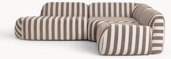 Narożna sofa modułowa w paski z szezlongiem Wolke (4-osobowa)